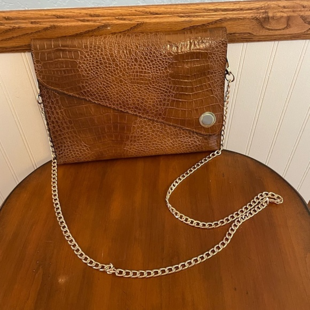 Vintage Crocodile Embossed‎ Brown Clutch Crossbody Bag